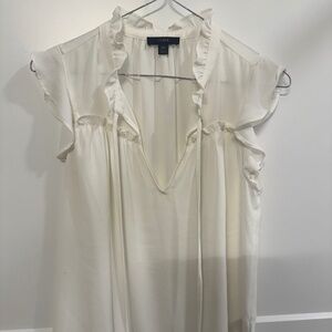 J.Crew Ruffle tie-neck top Ivory XS